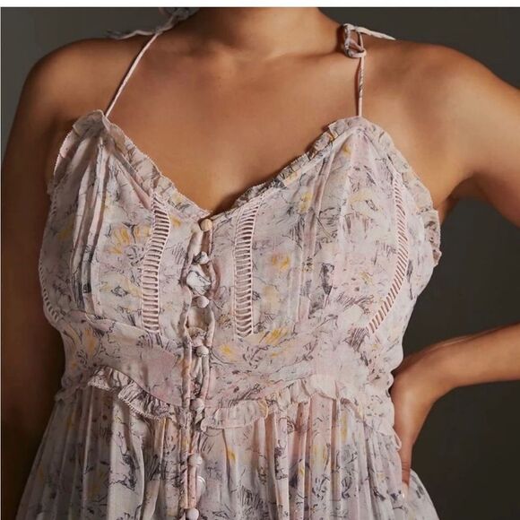 New Anthropologie Sheer Chiffon
Curtain Tunic Duster Top in Pink Multi s… - Picture 7 of 12